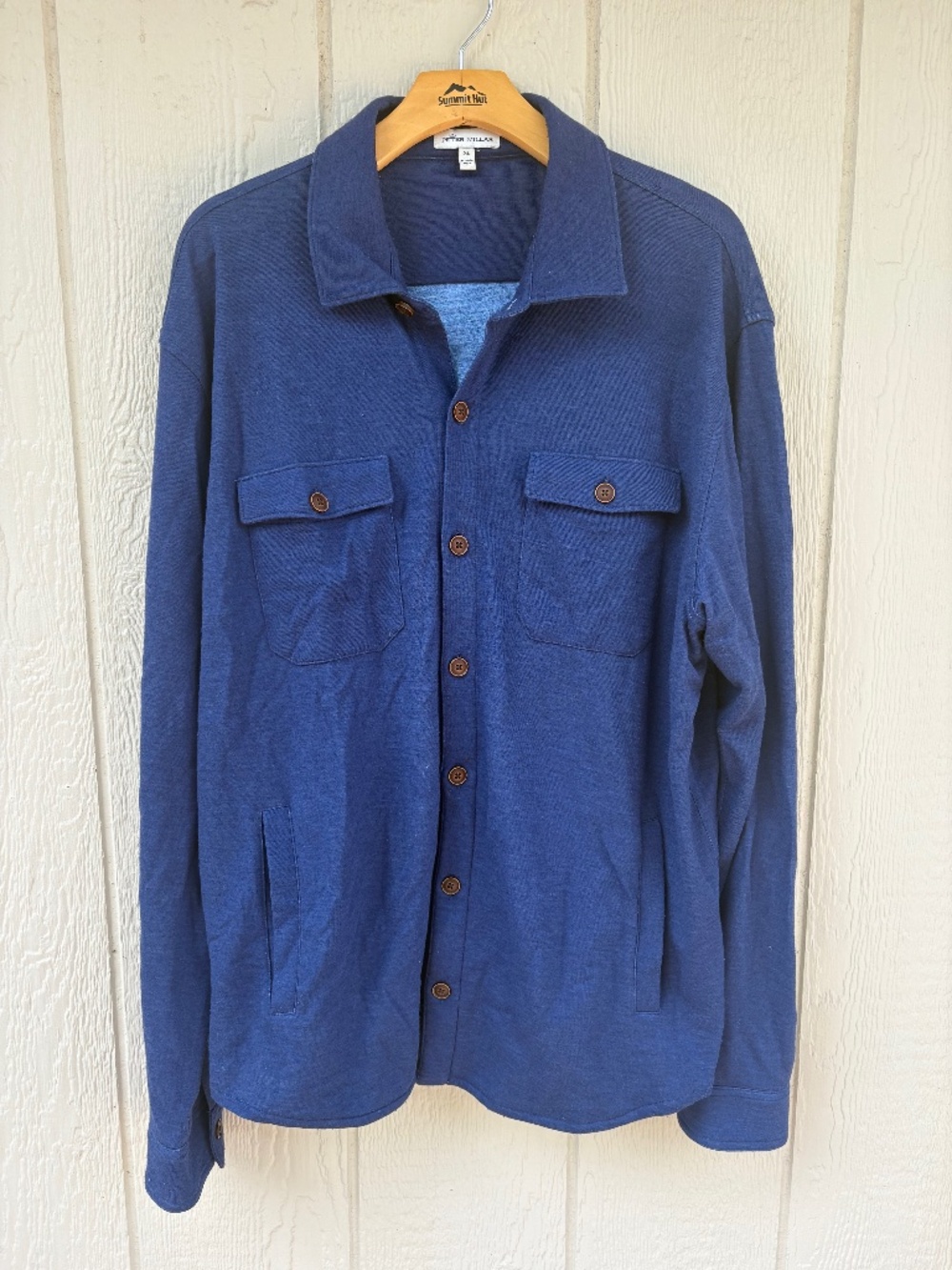 Peter Millar Seaside Overshirt Men's XL Blue Button Up Casual Coastal Preppy